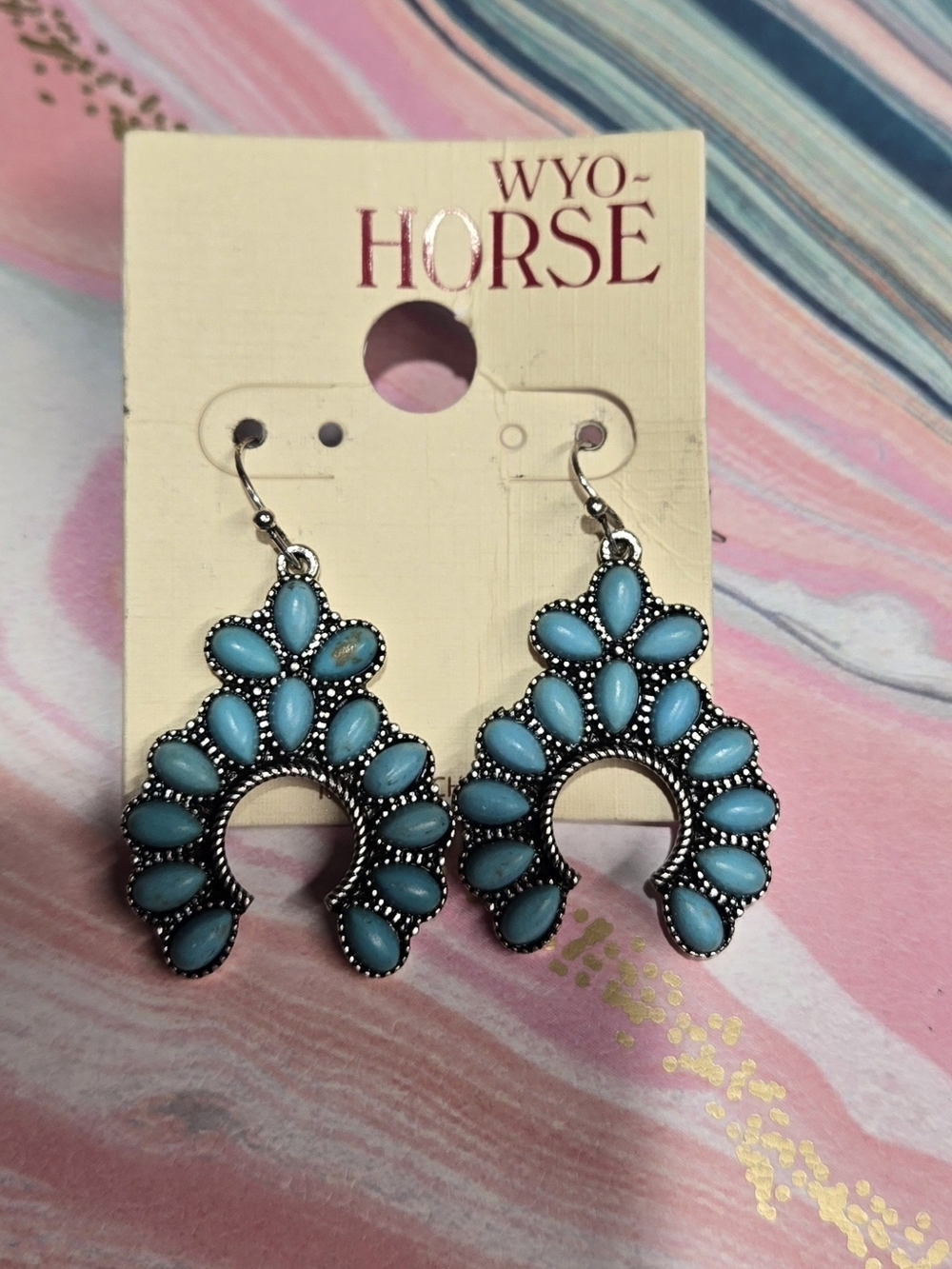 Turquoise Teardrop Cluster Dangle Earrings